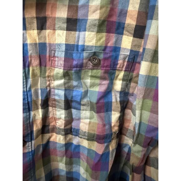 Patagonia Mens Shirt Organic Cotton Blue Purple Green Plaid XL - Picture 3 of 11